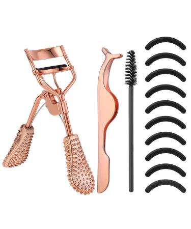 Wllhyf Strass eyelash curlers kit bling stainless steel eyelash applicator with 10 replacement refill pads eyelash brush eyelash flimspin power tool for all eye shape curved eyelash pliers