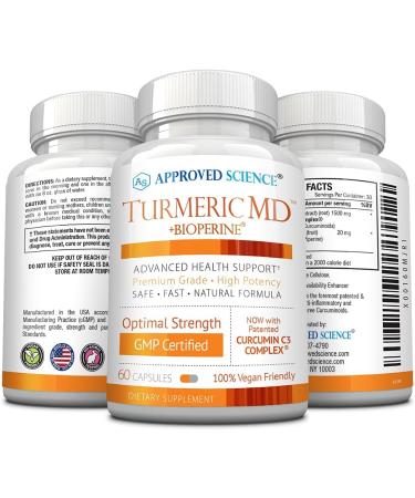 Approved Science Turmeric MD - 180 Capsules | 95% Standardized Curcuminoids with BioPerine | Joint & Daily Health Support - Buy Online on GoSupps.com