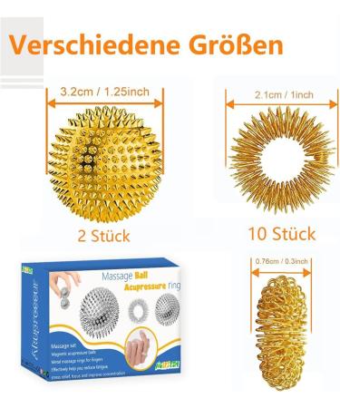 2 Hedgehog Balls & 10 Acupressure Rings - Skills Borderline Set for Stress Relief & Adult Massage - Small 3cm Igel Balls - Buy Online on GoSupps.com