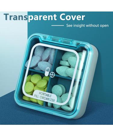 Naturetouch Pill Organizer - 4x Daily Portable Pill Box for Vitamins Medicines & Supplements - Ideal for Men & Women - Blue - Buy Online on GoSupps.com