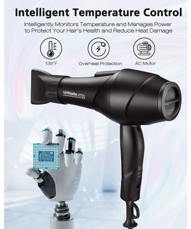 UNIKARA Professional Salon Ionic Hair Dryer 2000W, Ceramic Tourmaline, 2 Concentrator, Lightweight - Black - Buy Online on GoSupps.com