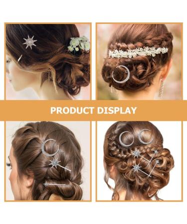 FRCOLOR 2 Sets Snowflake Star Hair Clip Star Hair Accessories Silver Star Hair Clips Silver Barrettes Star Moon Hair Clip Hair Jewelry Golden Hair Clips Hair Pin Hairpin Diamond Alloy - Buy Online on GoSupps.com