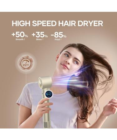 6-in-1 Hair Styler Hot Air Brush - 110 000 RPM Ionic Hair Dryer & Straightener for Fast Drying Curling and Volumizing - Professional Stone Gold - Buy Online on GoSupps.com