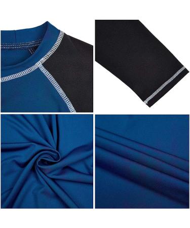 Men's UPF 50+ Long Sleeve Rashguard Swim Shirt - Peacock Blue/Charcoal Grey - X-Large - Buy Online on GoSupps.com
