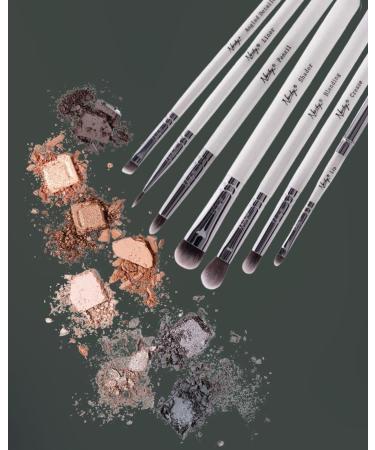 Nanshy 7-Piece Eyeshadow Brush Set | Professional Vegan & Cruelty-Free Makeup Brushes for Eyes Brows & Lips | Perfect for Powder & Cream Makeup | White Pearlescent - Buy Online on GoSupps.com