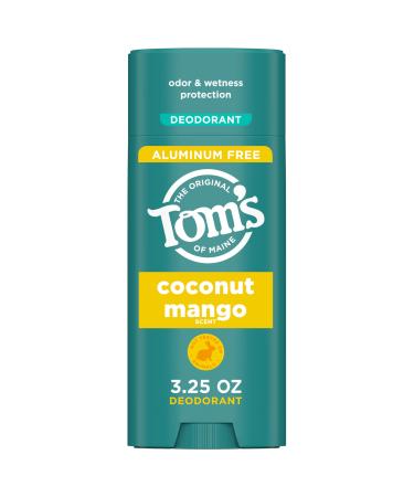 Tom s of Maine Coconut Mango Aluminum Free Natural Deodorant For Women & Men | Goes on Clear | Odor & Wetness Protection | Naturally Derived and Moisture-Locking Ingredients | 3.25 oz Coconut Mango 3.25 Ounce (Pack of 1)