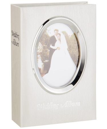 Pioneer Photo Albums 100-Pocket Moire Cover Album with Silvertone Oval Frame and Wedding Album Text for 4 by 6-Inch Prints, Ivory - Buy Online on GoSupps.com