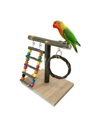 XLpeixin Bird Playground Parrot Playstand Birds Play Stand Wood Exercise Perch Gym Stand Hanging Swing Toys for Small Medium Parakeets Canaries Cockatiels Lovebirds and More Portable