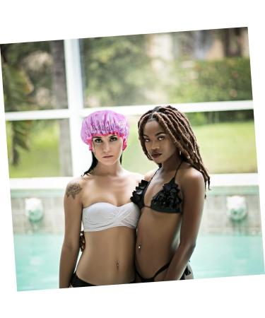 Hemoton 2pcs Satin Turban & Plastic Shower Cap Set for Women | Bath Hat & Hair Protector - PEVA Lined - Buy Online on GoSupps.com