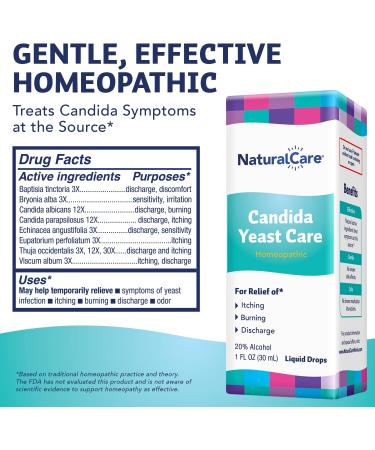 NaturalCare Candida Yeast Care Drops - Homeopathic Treatment for Yeast Infection Relief - 1 fl oz - Buy Online on GoSupps.com