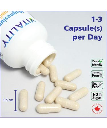 VITALITY Magnesium + Chamomile - Capsules - 90 Vegetable Capsules Adult - Capsules 90 count (Pack of 1) - Buy Online on GoSupps.com