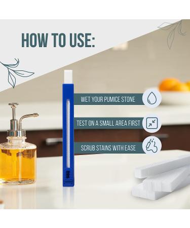 Powerstone Pumice Chisel Set - 8 Refillable Sticks with Plastic Handle - Fine-Grit Pumice for Toilet, Tub, Sink Stain Removal - Buy Online on GoSupps.com