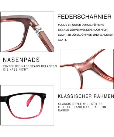 Kerecsen 3 Pack Women's Reading Glasses - High-Quality Pink Rectangular Frames with Feather Hinges (0.50 Strength) - Comfortable Reading Aid - Buy Online on GoSupps.com