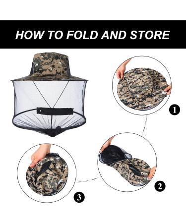 PINKXHY 4 Pieces Mosquito Head Mesh Mosquito Cap Net Hat Face Cover with Zipper Foldable Fly Protection Netting Hat for Fishing Hiking Gardening Green - Buy Online on GoSupps.com