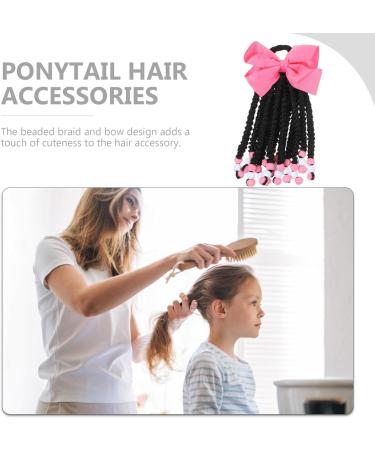 Bowknot Braided Ponytail Colored Braids Hair Extensions with Rubber Bands and Beads Ponytails Hair Bows Synthetic Hairpieces for Women Girls Party Highlights Cosplay Dress Up - Buy Online on GoSupps.com