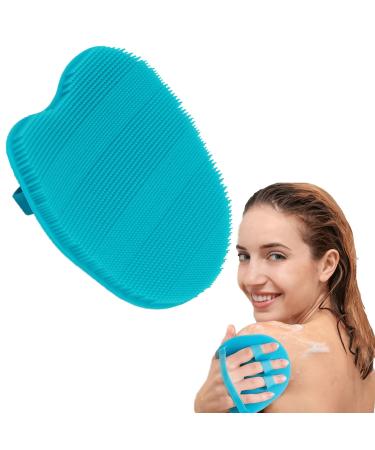 RamPula Silicone Body Scrubber, Silicone Loofah, Bath Back Cleaning Scrubber, Shower Sponge Glove, Exfoliating Body Brush for Wet or Dry Brushing, More Hygienic Than Traditional Loofah (Blue)