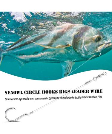 SEAOWL Saltwater Steel Circle Hook Rigs - 24pcs 3/0-9-30lb Leader Wire for Catfish Bass - Octopus Offset Fishing Hooks - Buy Online on GoSupps.com