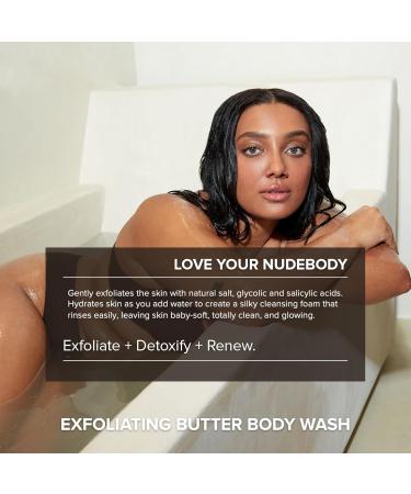 Nudestix Exfoliating Butter Body Wash 3-in-1 Foaming Cleanser Body Scrub & Skin Renewing Treatment with Salt AHA/BHA & Tangerine Butter | Clean Vegan & Scented with Lavender & Bergamot - Buy Online on GoSupps.com