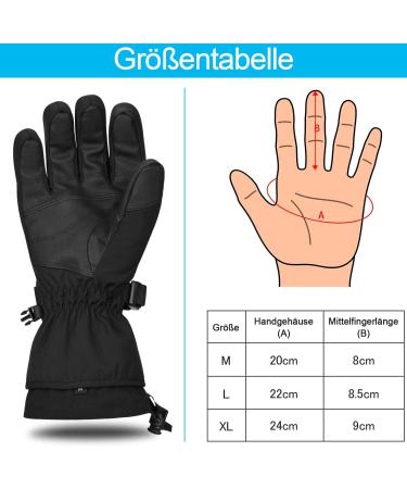 Yobenki Ski Gloves - Warm 3M Thinsulate Snowboard Gloves for Men with Touchscreen | Winter Outdoor Gear (-34 /-30 ) - Anti-Rolling Black L - Buy Online on GoSupps.com