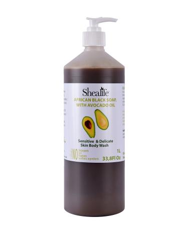 African Black Soap Avocado Oil Skin & Hair & Scalp Soap Shea Butter Coconut & Avocado Oil. Contains No SLS Detergents & Paraben1 Litre 1000ml