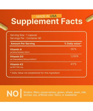 INVITA ADK 10 Vitamin Supplement 90 Capsules High Potency of Vitamin A D3 10 000 IU & K2-MK7 Physician Formulated ADK for Bone Heart & Immune Support Non-GMO Gluten Free (3-Month Supply) - Buy Online on GoSupps.com
