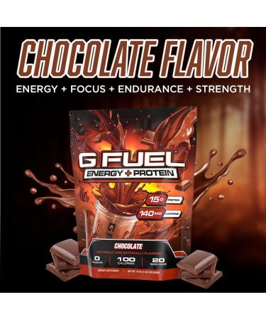 G Fuel Protein + Energy Drink Powder, Pre Workout Caffeine Mix for Gaming, Sugar Free Focus Amino, Vitamin + Antioxidants, 19oz (Chocolate, 20 Servings) - Buy Online on GoSupps.com