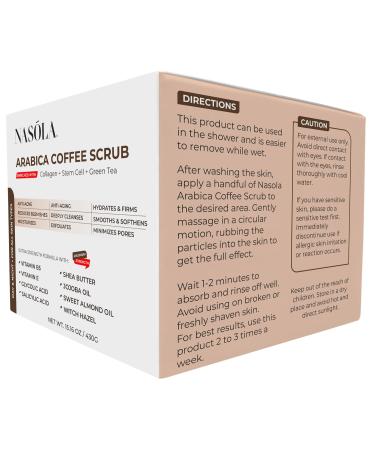 Premium Arabica Coffee Body Scrub with Collagen & Green Tea - Exfoliating Scrubber for Wrinkles Stretch Marks & Smoother Skin - 15.16 Oz - Buy Online on GoSupps.com