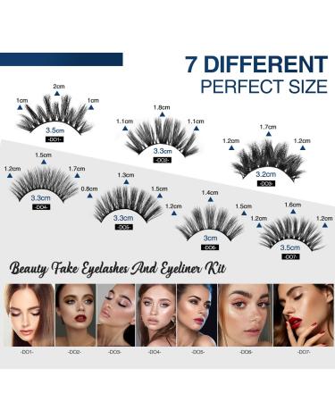 Magic Magnetic Eyelashes and Eyeliner Kit - 3D 5D Natural Look False Lashes - No Glue Needed - 7 Pairs Eyelashes + Eyeliner Pen (Blue) - Buy Online on GoSupps.com