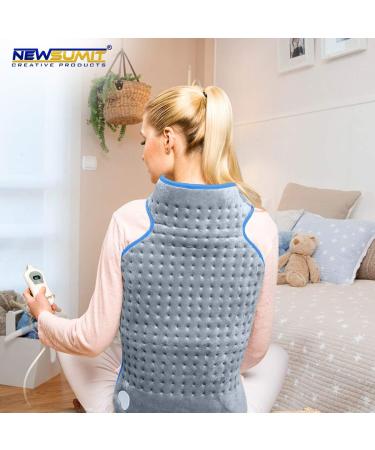 Newsumit Heating Cushion for Neck & Back Pain Relief | 3 Temperature Levels | Rapid Warm-Up | 90min Auto Shut-Off | 63x42cm - Buy Online on GoSupps.com