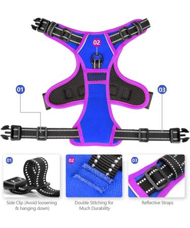 Phoepet Reflective Dog Harness - Adjustable XS (K nigsblau) with Training Handle 2 Metal Hooks & 4 Slide Snaps for Easy Fit - Buy Online on GoSupps.com