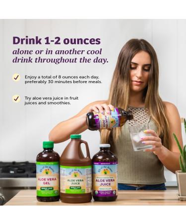 Lily of the Desert Aloe Vera Juice - Inner Fillet Aloe Vera Drink Organic Aloe Juice with Natural Vitamins Digestive Enzymes for Gut Health Stomach Relief Wellness Glowing Skin 128 Fl Oz - Buy Online on GoSupps.com