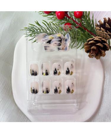 24 Pcs Short Full Cover Press on Nails with Cute Designs - Nude Pink Square False Nails for Women - Glossy Acrylic Fake Nails for Nail Art - Buy Online on GoSupps.com