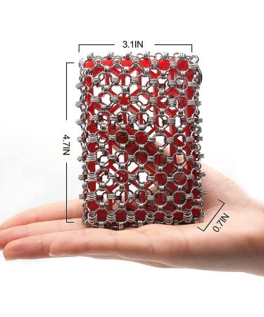 Pokhdye Cast Iron Skillet Cleaner 316 Steel Upgraded Chainmail Scrubber Set Silicone Insert with Bamboo Fiber Cloth for Castiron Pan Griddle Baking Pan - Buy Online on GoSupps.com