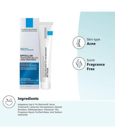 La Roche-Posay Adapalene Gel 0.1% Acne Treatment - Prescription-Strength Retinoid Cream for Face - Clears and Prevents Acne - Buy Online on GoSupps.com