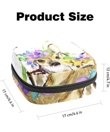 Shop Waldtier: Cute Watercolor Roe Deer & Fox Napkin Storage Bag - Portable Menstrual Cup Zipper Bag for Women & Teens - Buy Online on GoSupps.com