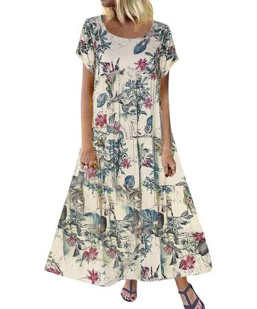 Gemkonsey Women's Floral Flowy Maxi Dress - Summer Beach Party Tunic, Purple Small - Buy Online on GoSupps.com