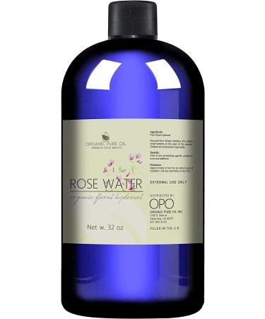 Organic Pure Oil 32 oz Rose Hydrosol Water Spray Mist - 100% Pure Rosewater Toner for Skin, Hair, Linens & Rooms - Buy Online on GoSupps.com