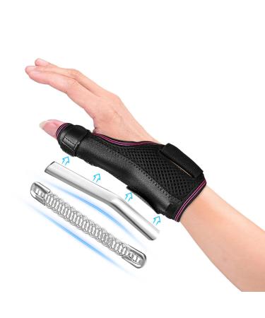 Fasola Reversible Thumb Brace Thumb Spica Splint for Right & Left Hand Breathable Thumb Support with Two Metal Splint Trigger Thumb Immobilizer for Carpal Tunnel Arthritis Tendonitis Sprains L Rose L