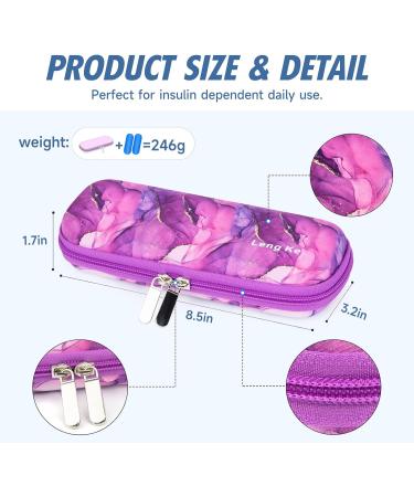 Youshares Insulin Cooling Bag - Marble Purple | Diabetic Carrier with 2 Gel Batteries | Ideal for Travel & Medication Storage - Buy Online on GoSupps.com
