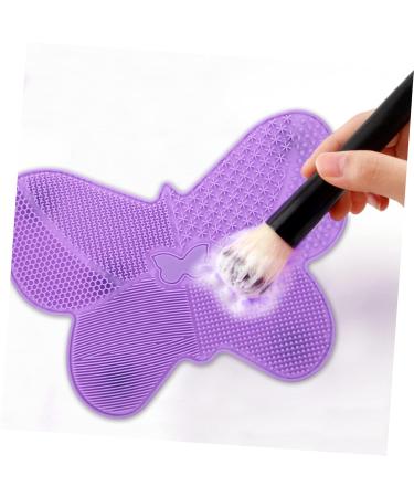 1pc Silicone Scrub Pad - Makeup Brush Cleaner Tray | Portable Beauty Brush Cleaning Instrument in Purple - Buy Online on GoSupps.com