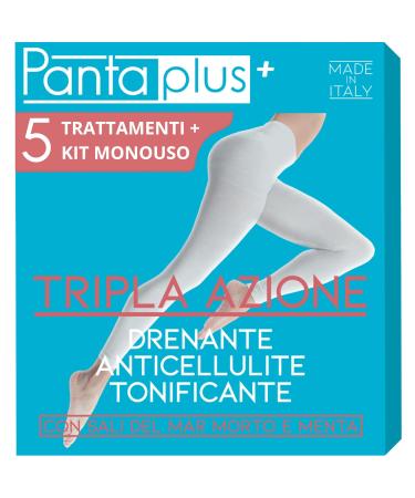 PANTAPLUS+ Anti-cellulite draining tights with Dead Sea salts and mint made in Italy alternative to draining anti-cellulite bandages one size (5 treatments + 5 kits)