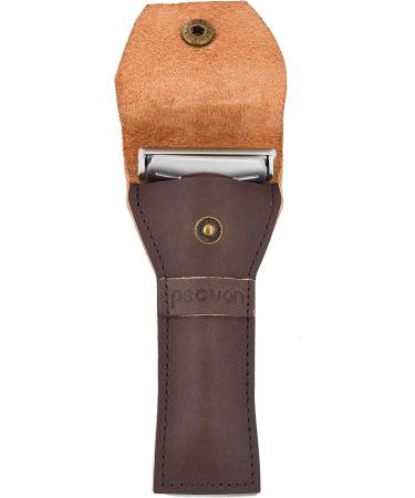 Leather Razor Case - Brown Protective Travel Cover for Straight & Hairdresser Razors | Keep Your Razor Safe & Stylish - Buy Online on GoSupps.com
