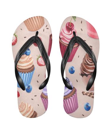 Mnsruu Cupcake Strawberry Fruit Cake Flip Flops Home Hotel Spa Bedroom Travel M for Men Women