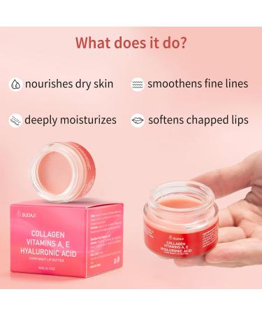 Collagen Lip Mask & Hydrating Lip Balm | Overnight Moisture & Nourishing Beauty with Hyaluronic Acid & Aloe Vera - International Shipping - Buy Online on GoSupps.com