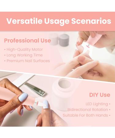 Cordless Electric Nail Drill Kit - Portable Rechargeable 5 Speeds LED Light DIY & Professional Use (Pink - Buy Online on GoSupps.com