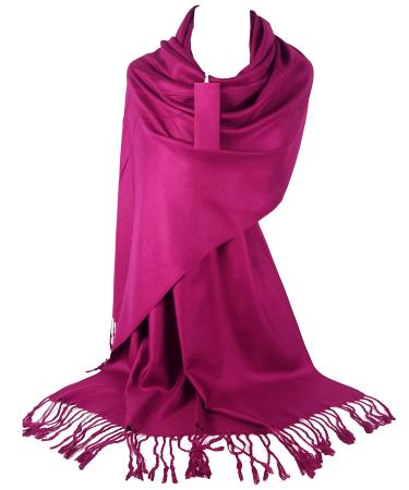 GFM Smooth Shiny Surface Pashmina Style Scarf (L9) L9-ghfsh-fuchsia
