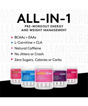 AminoLean Pre Workout Powder - Energy Boost & Weight Management with BCAA Amino Acids, Natural Caffeine - 30 Servings - Buy Online on GoSupps.com