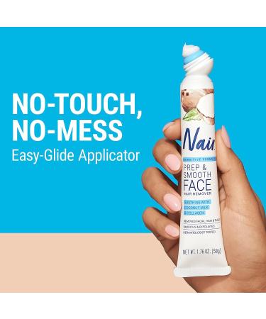 Nair Prep and Smooth Face Facial Hair Removal Cream - Sensitive Coconut Milk and Collagen Formula - 1.76 oz - Buy Online on GoSupps.com