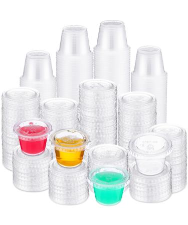 1000 Pack Jelly Shot Cups with Lids Plastic Small Containers Portion Cups Disposable Souffle Cups Sauce Cups Salad Dressing Container Plastic Food Cups Condiment Cups(1oz)