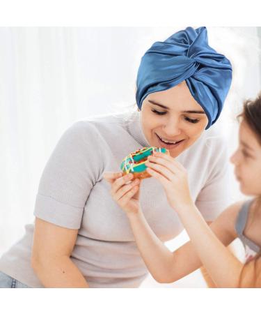 Double Layer Silk Bonnet for Curly Hair - Peacock Blue | Satin Night Cap for Sleeping, Washing, Makeup & Sport - Buy Online on GoSupps.com